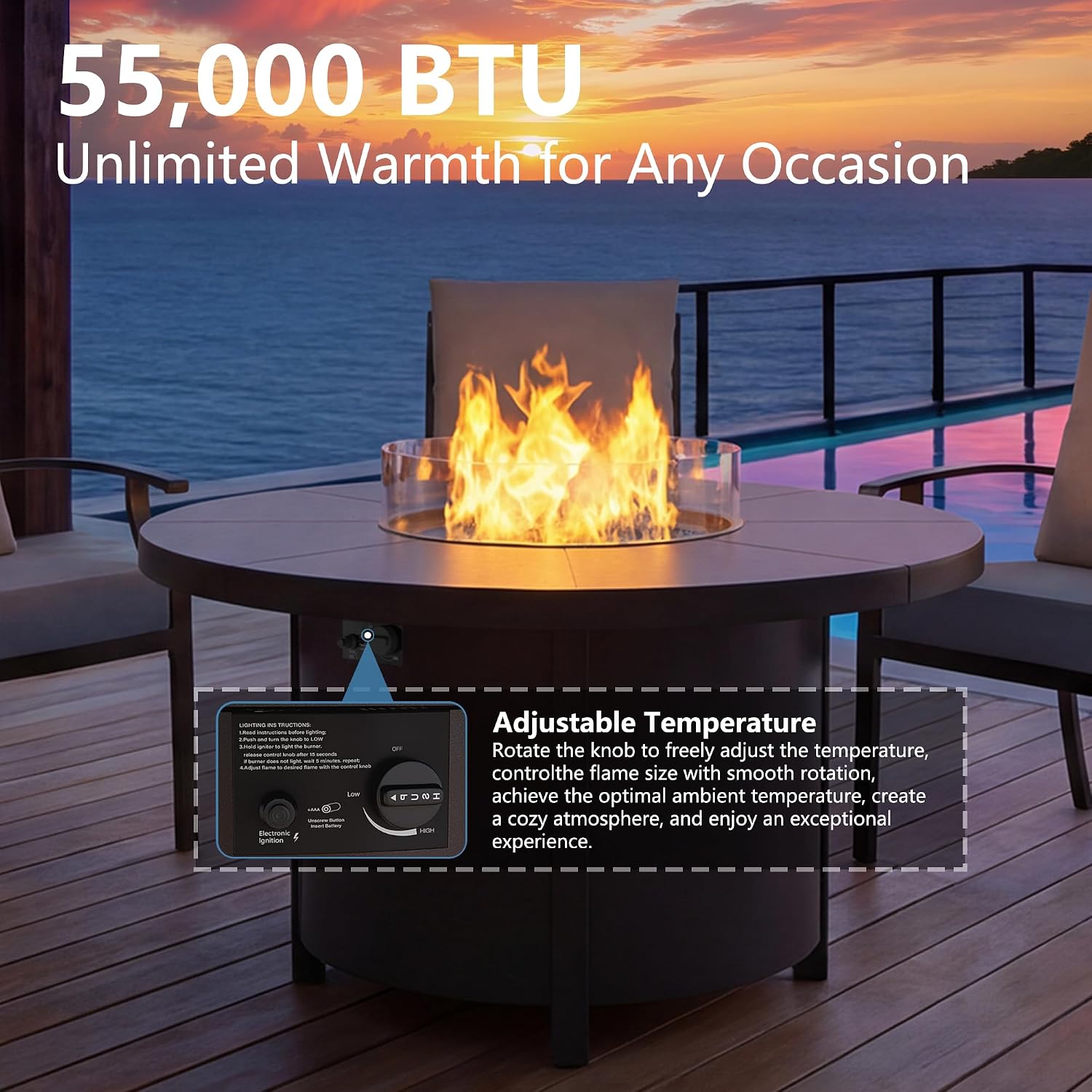 Round Propane Fire Pit Table