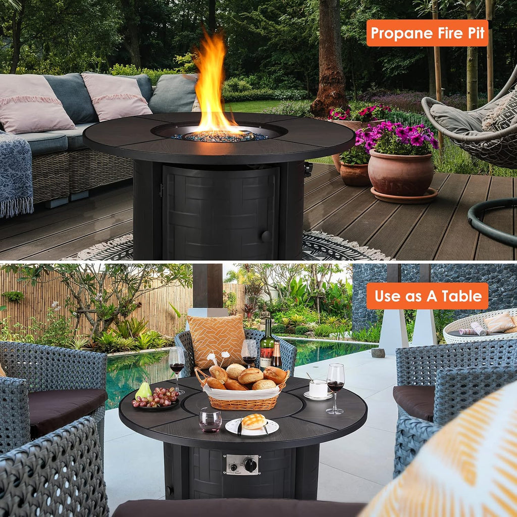 Round Propane Fire Pit Table