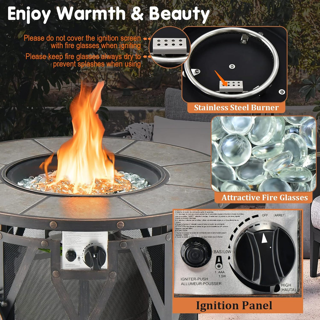 Round Propane Fire Pit Table