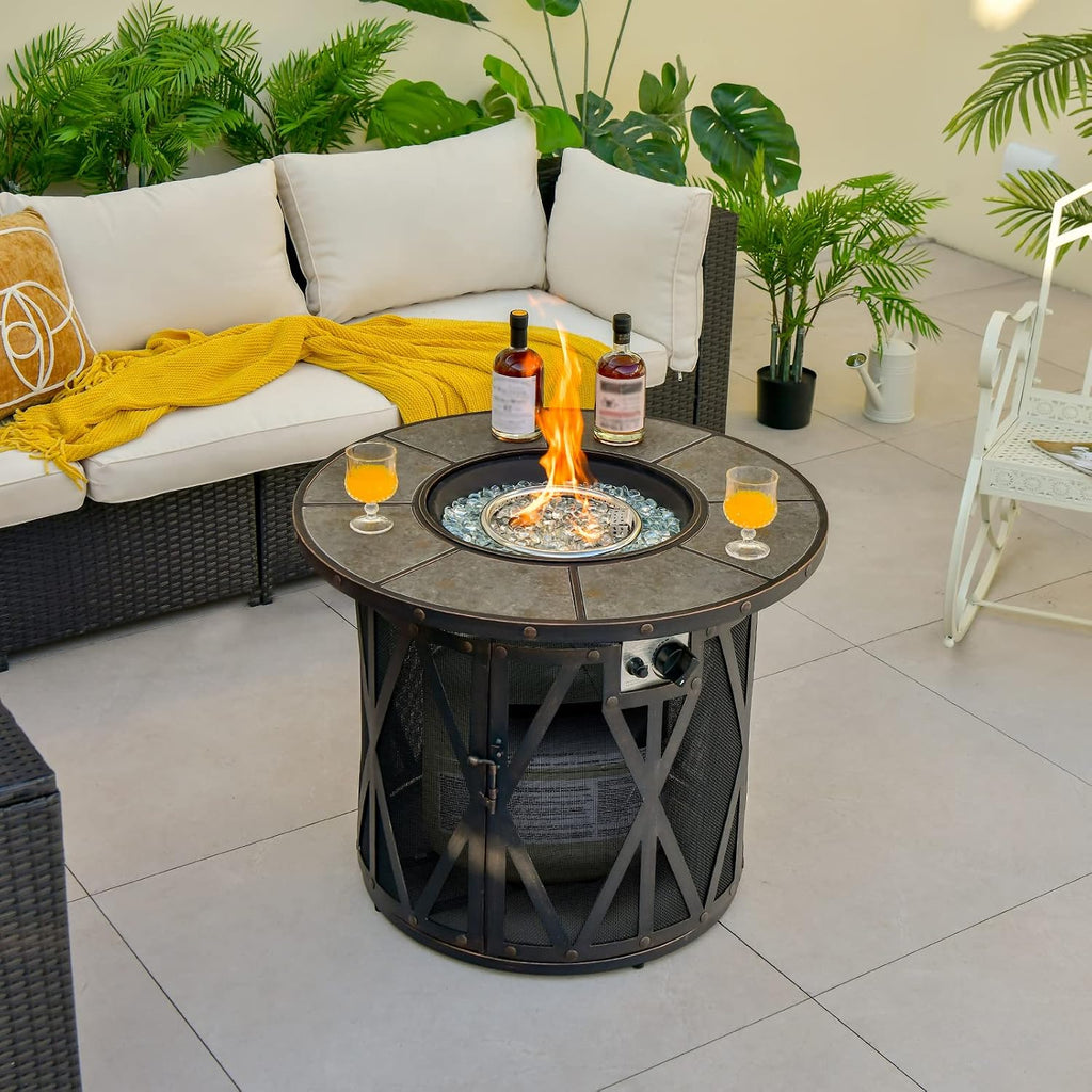 Round Propane Fire Pit Table