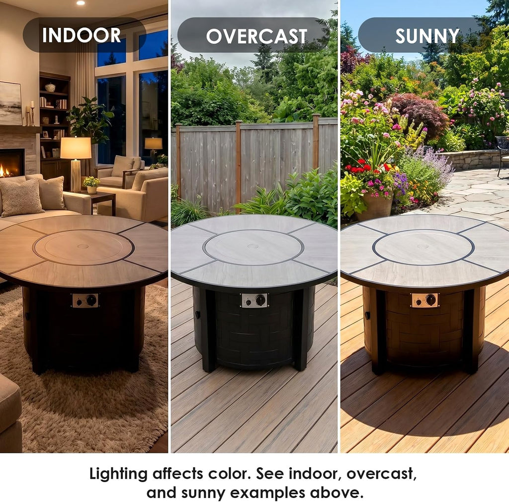 Round Propane Fire Pit Table Gray