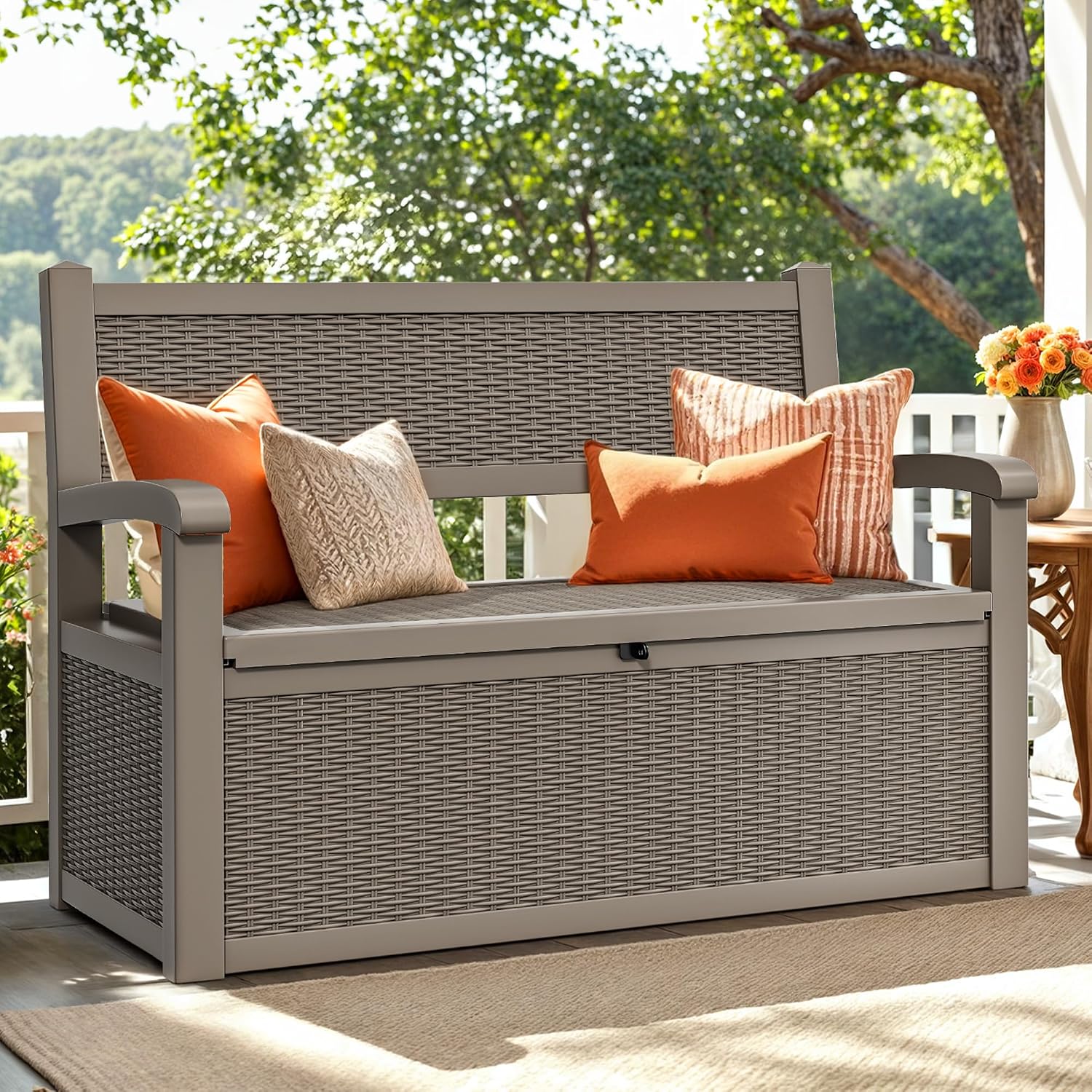 Outdoor Storage Bench Light Brown