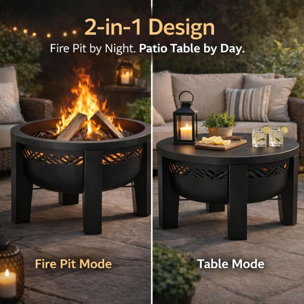 Wood Burning Fire Pit Black
