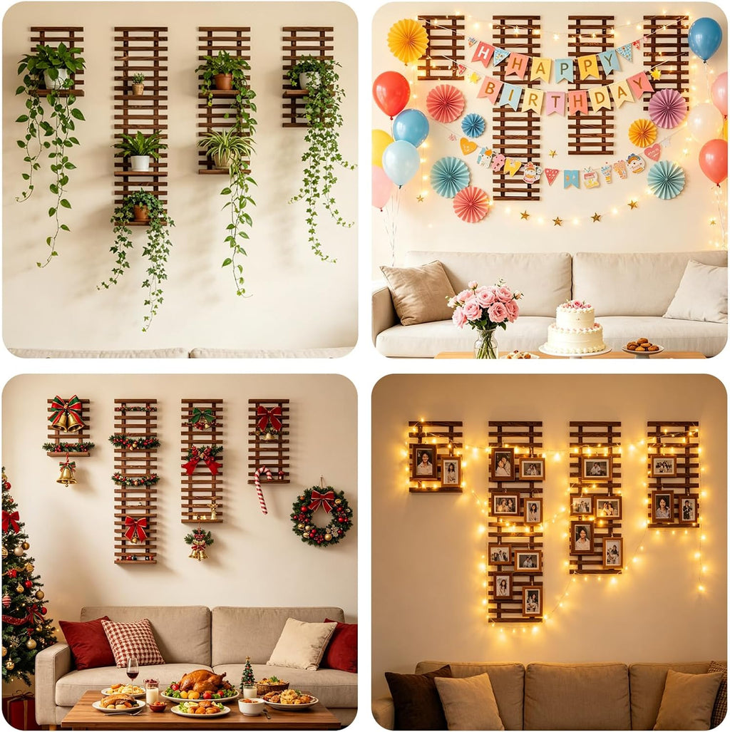 Vertical Wooden Wall Planter Natural Wood