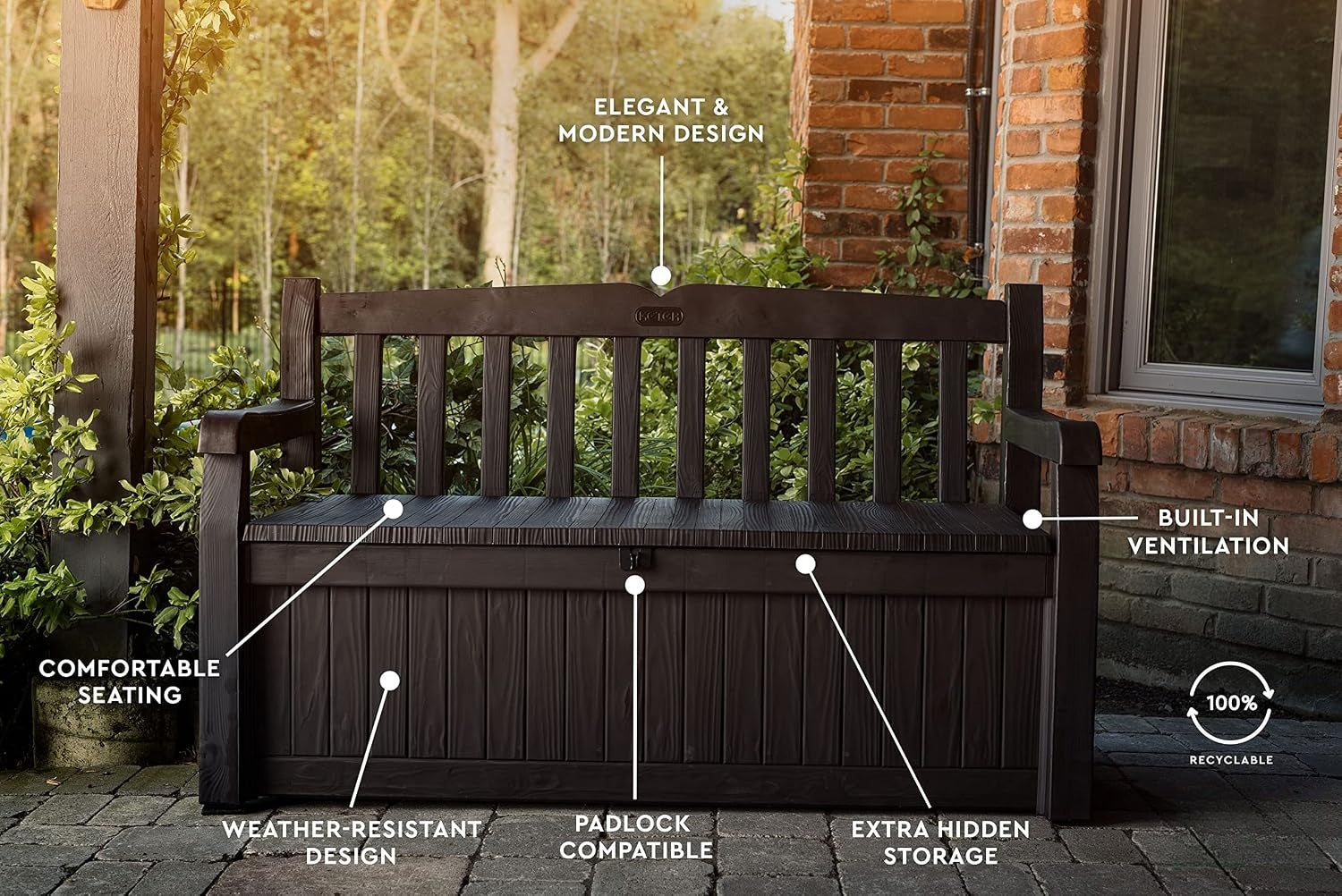 Solana Outdoor Storage Bench Brown