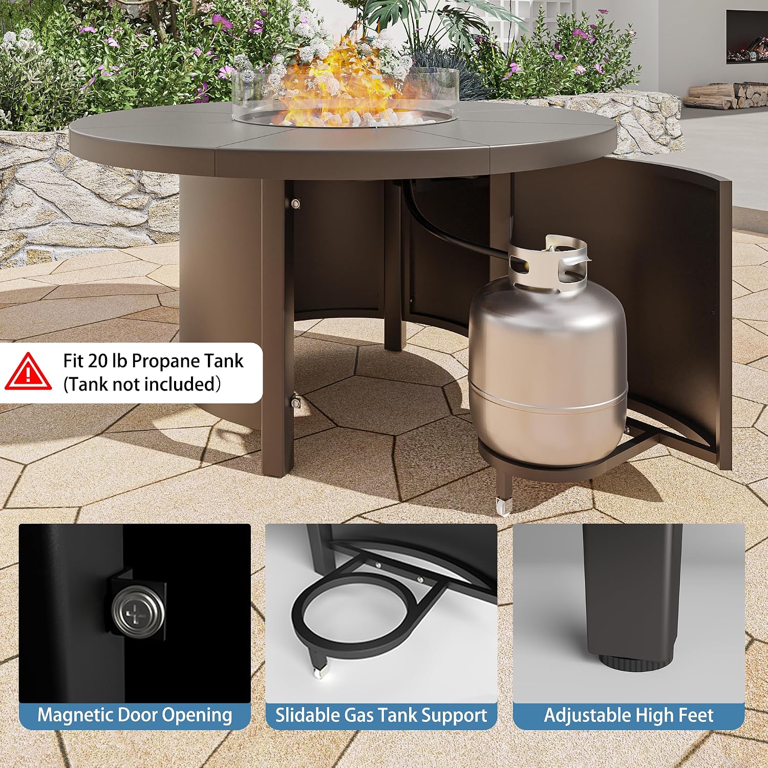 Round Propane Fire Pit Table