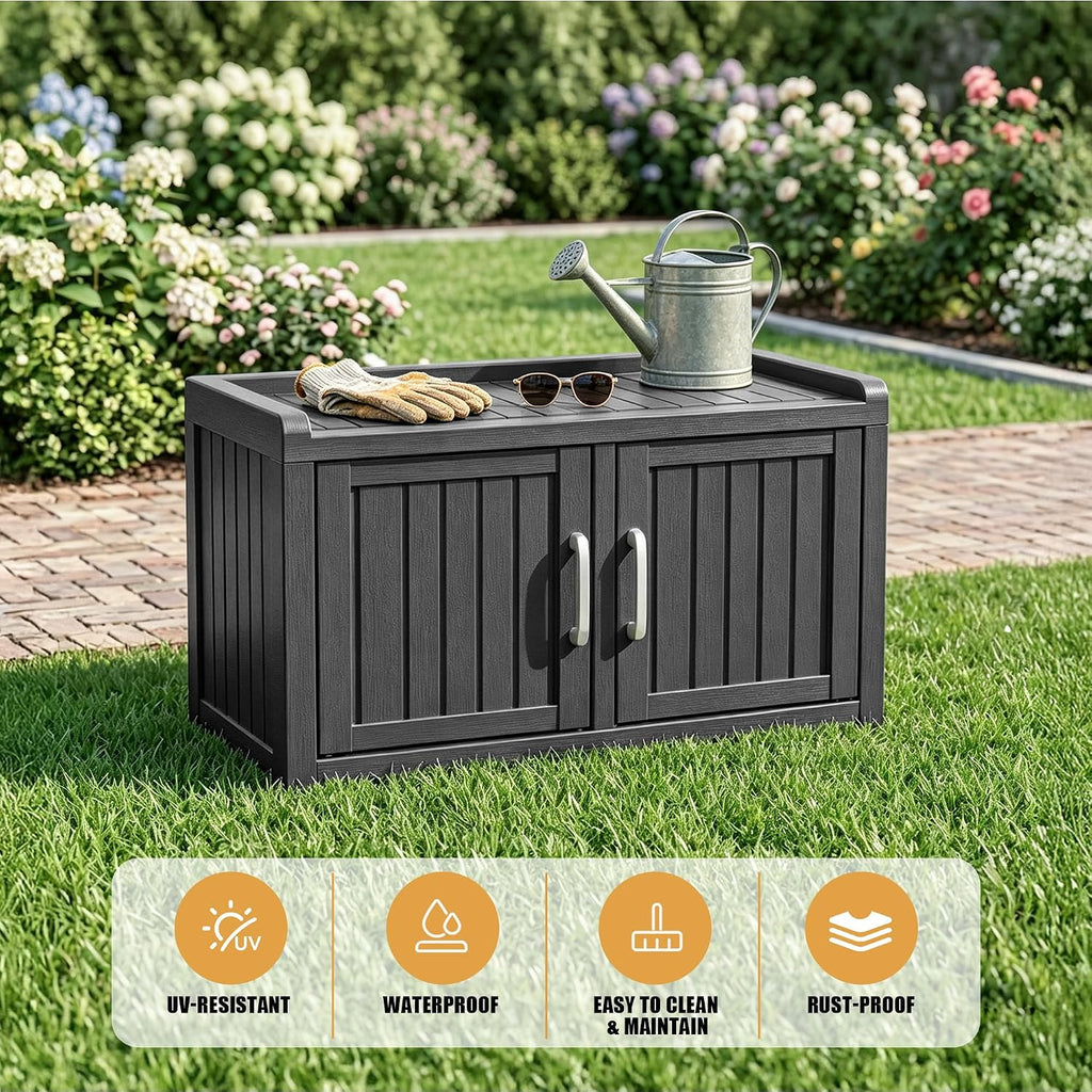 Resin Storage Shoe Bench Black
